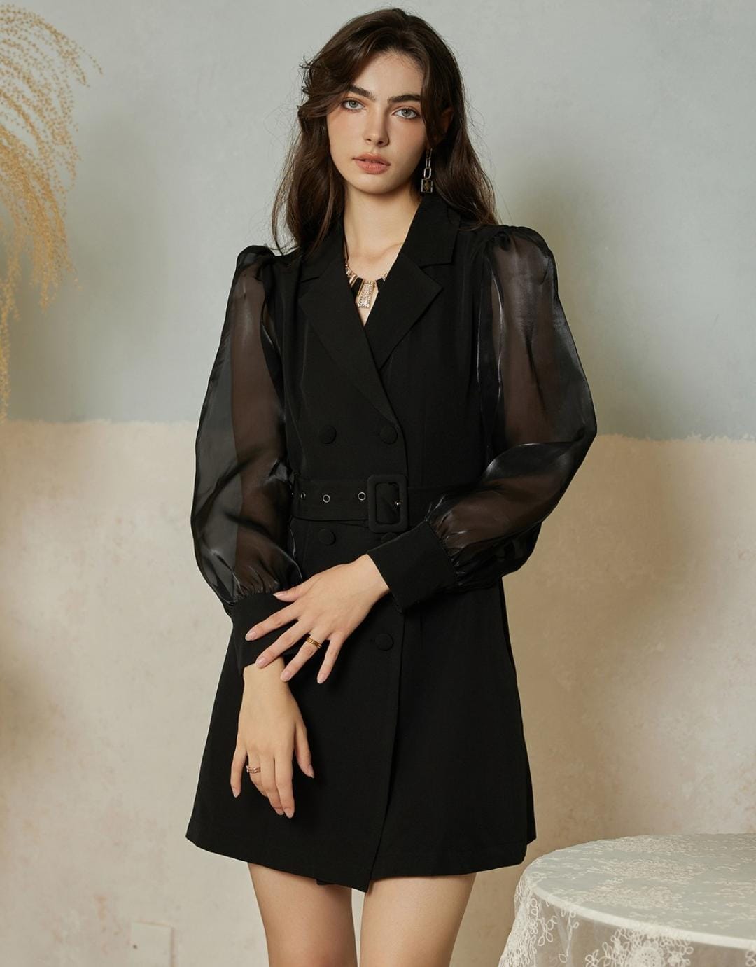 Summer Blazer Dress With Belt FT043