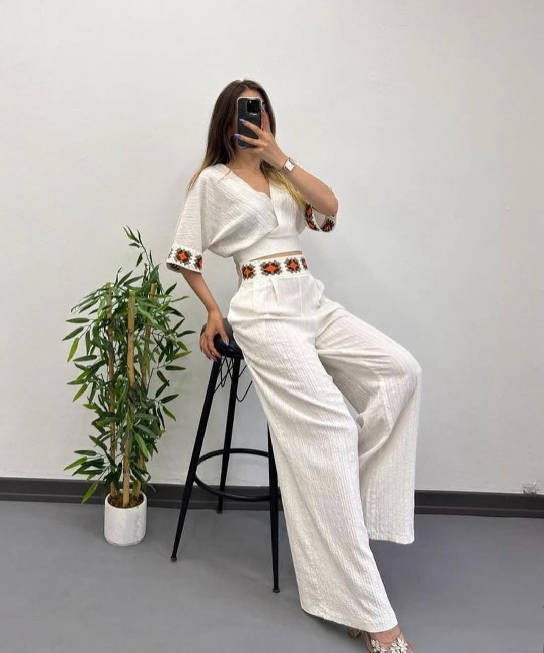 Summer Knotted Top and Pants Set FT038