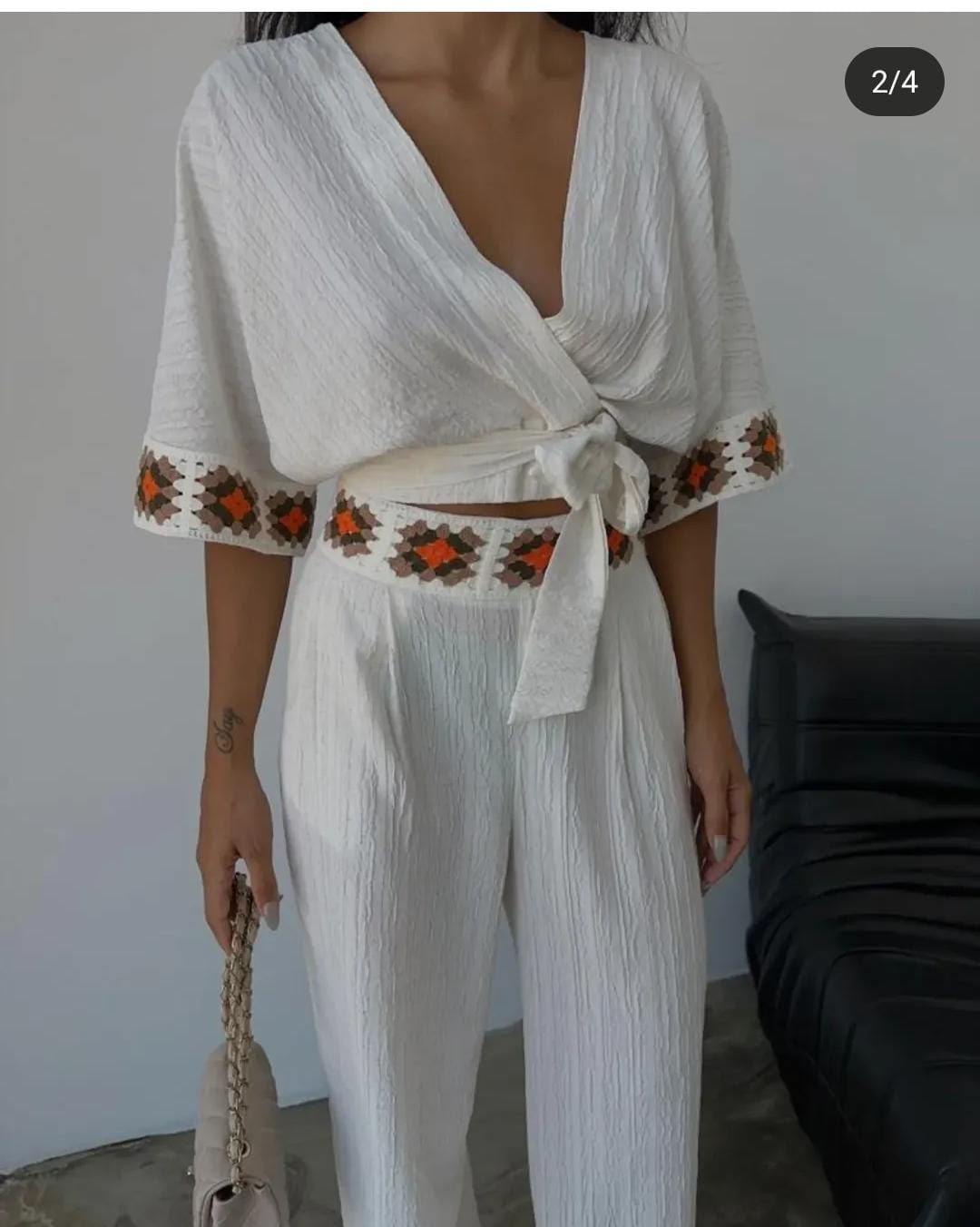 Summer Knotted Top and Pants Set FT038
