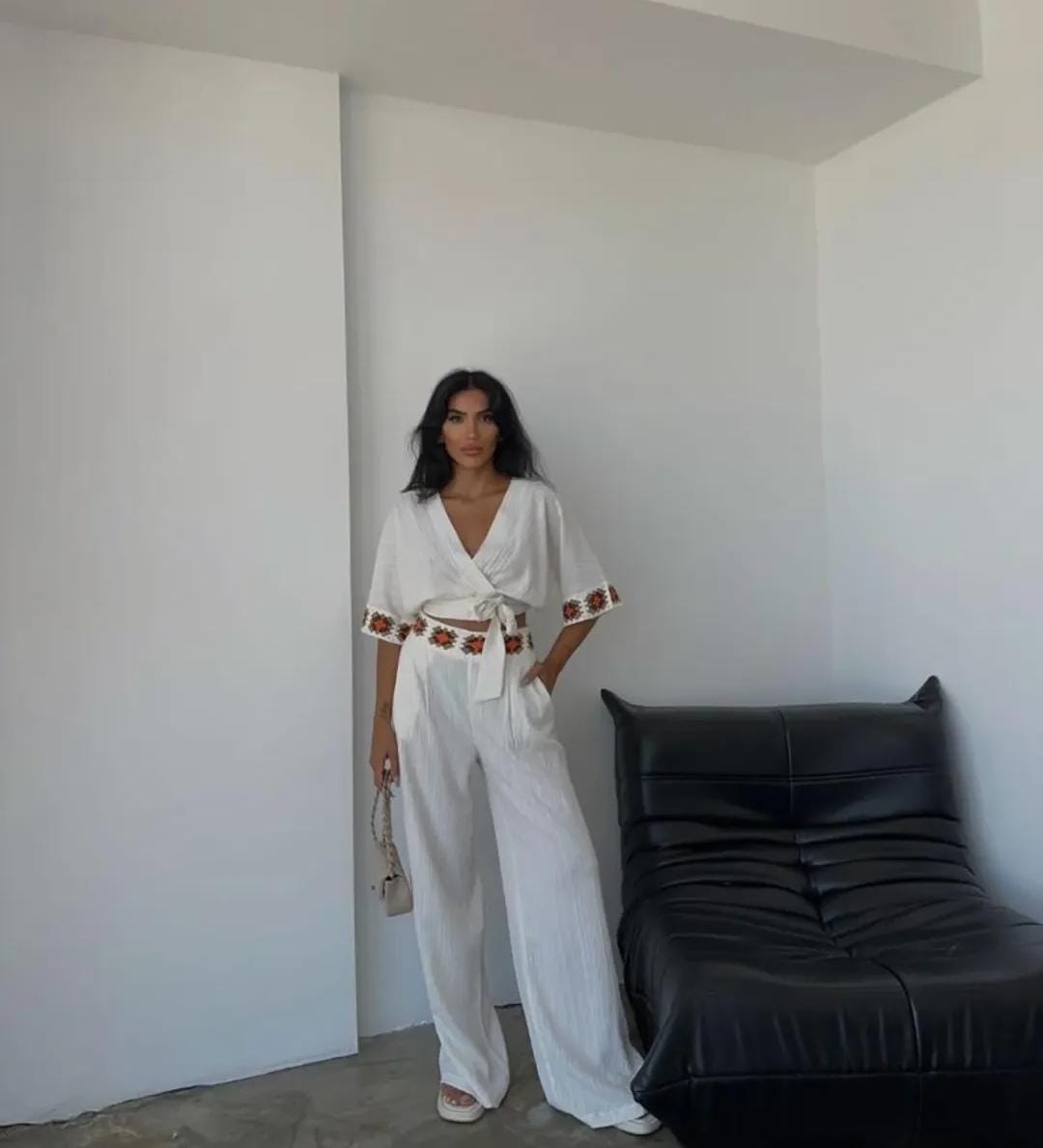 Summer Knotted Top and Pants Set FT038