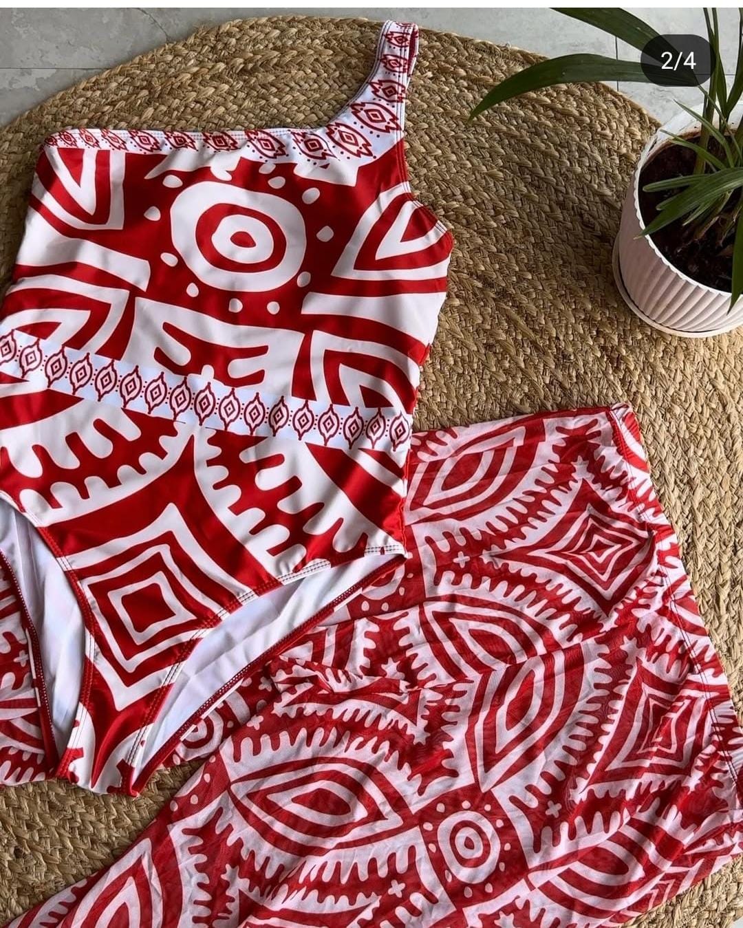 Swimsuit With Tulle Printed Pants FT021