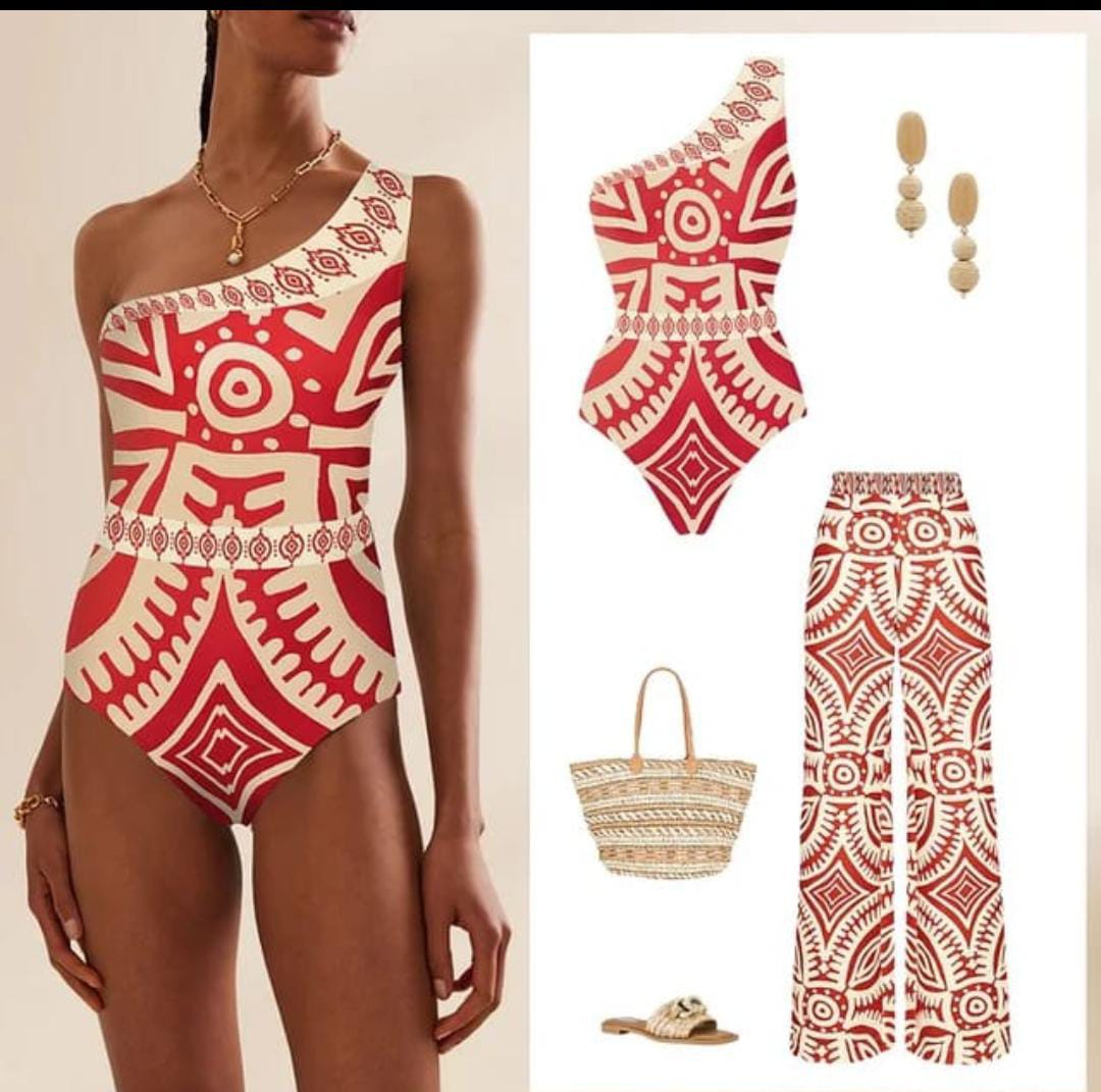 Swimsuit With Tulle Printed Pants FT021
