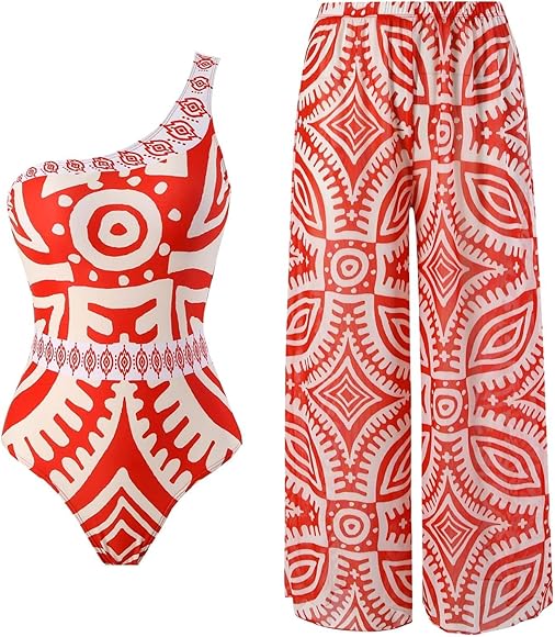 Swimsuit With Tulle Printed Pants FT021