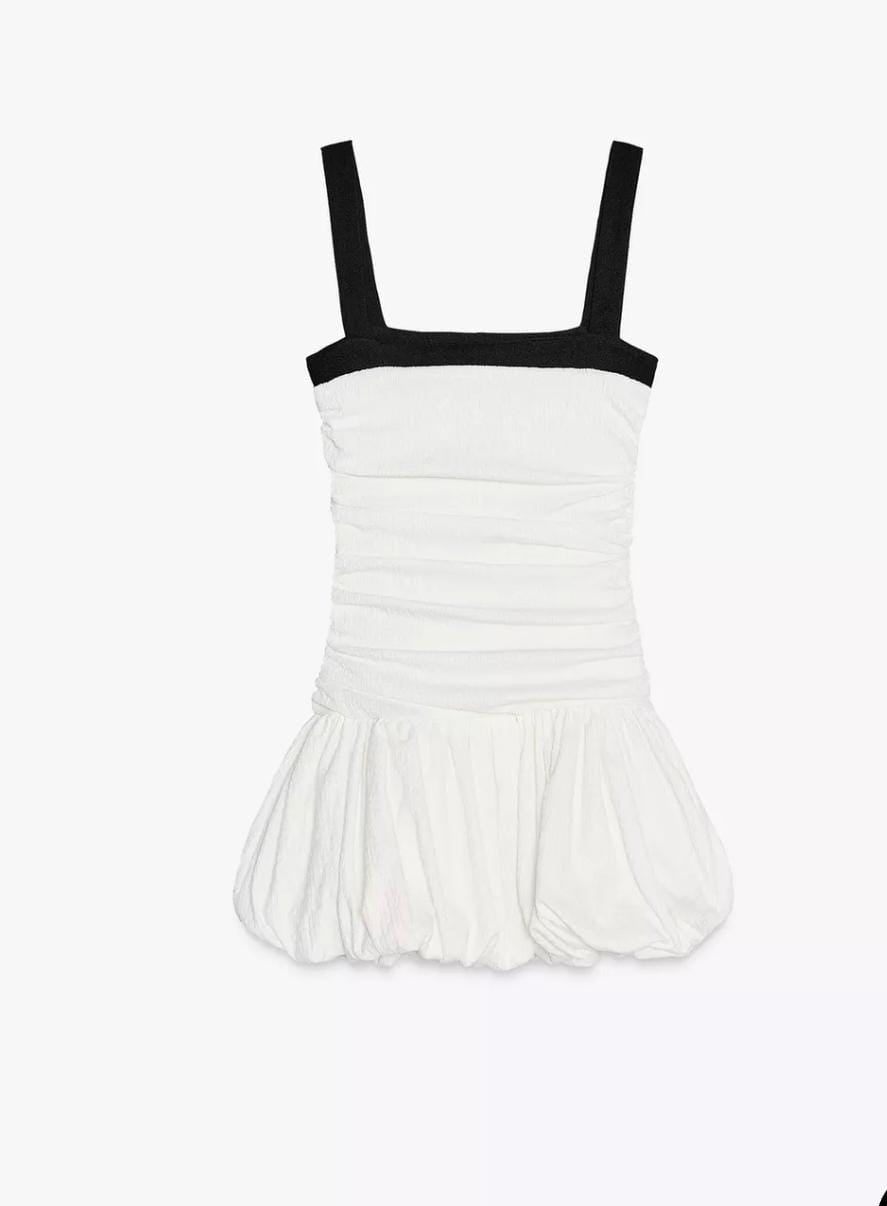 Textured Balloon Dress FT210