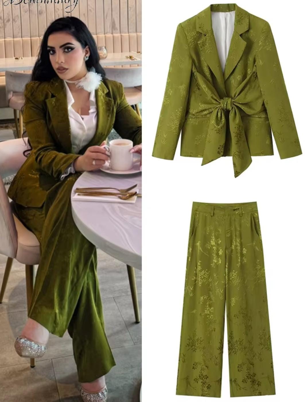 Textured Blazer Set FT208