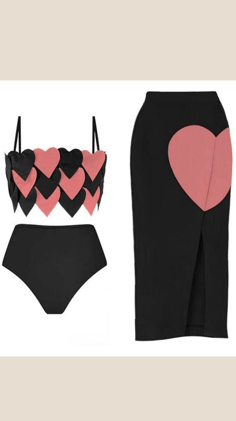 Very Stylish Three-Piece Heart Swimsuit FT003