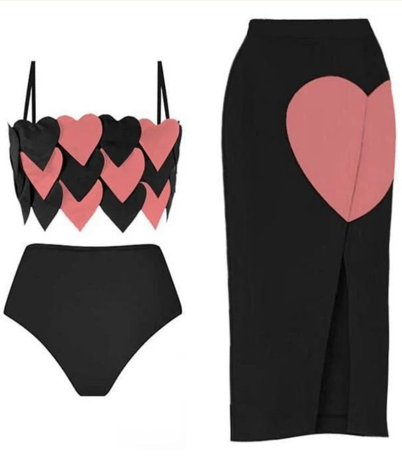 Very Stylish Three-Piece Heart Swimsuit FT003