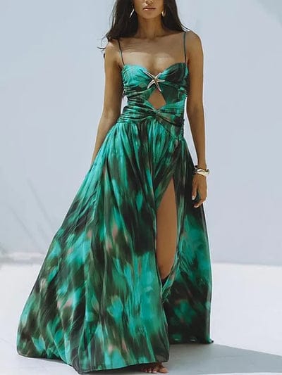Star Applique Forest Print Monokini With Skirt FT015