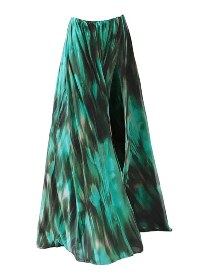 Star Applique Forest Print Monokini With Skirt FT015