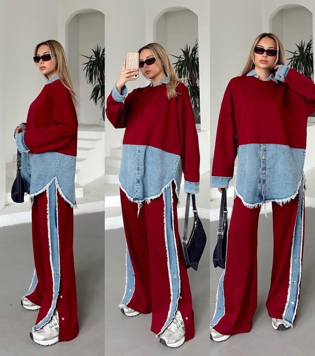 Loose Pattern Denim Co-Ord Set FT226