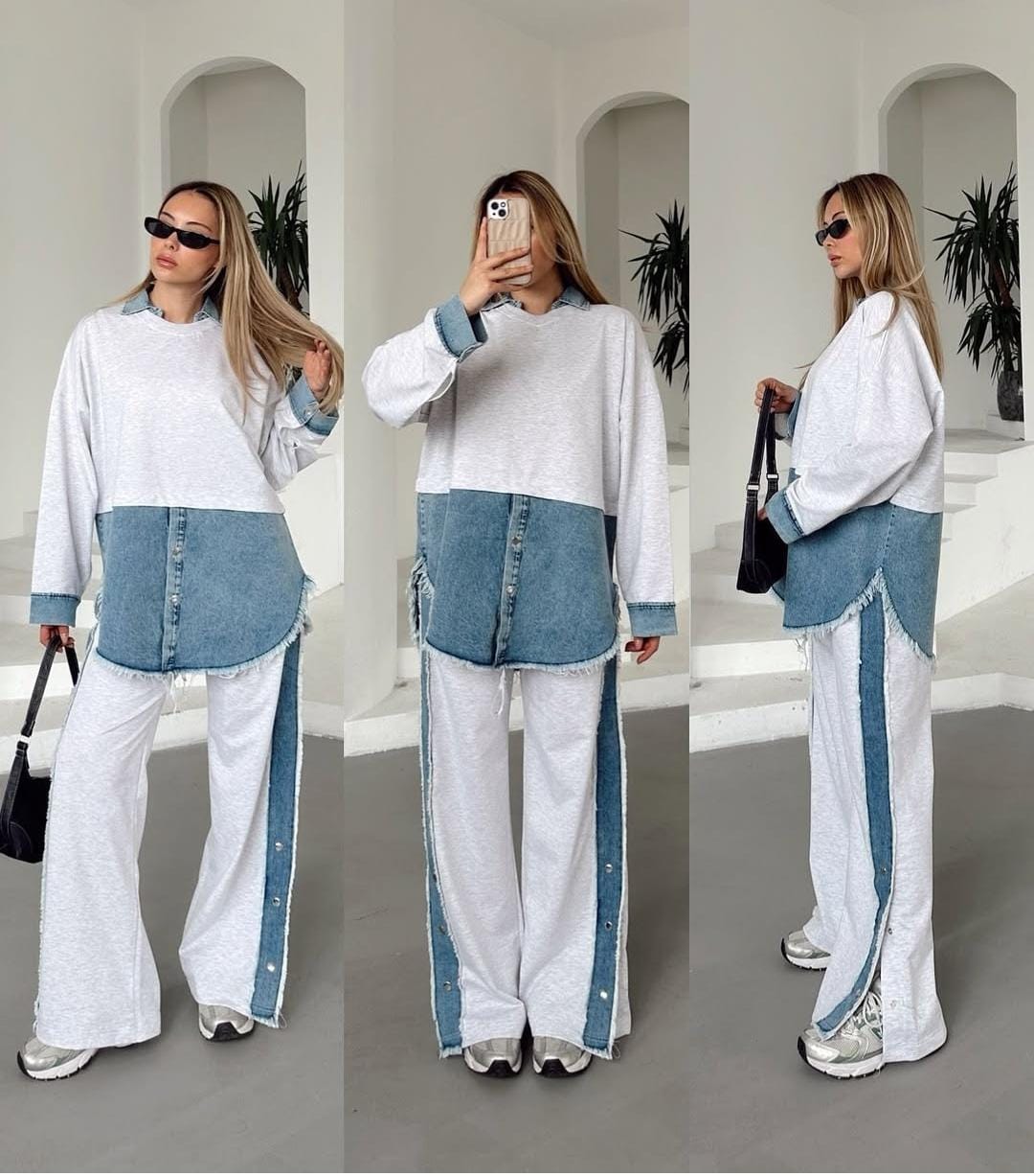 Loose Pattern Denim Co-Ord Set FT226