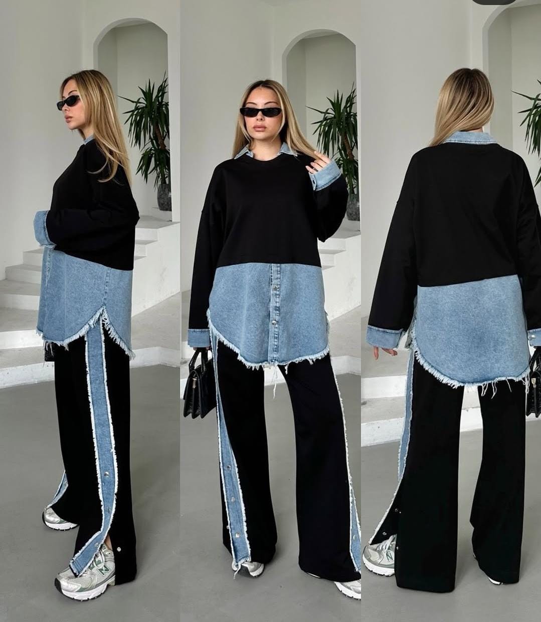 Loose Pattern Denim Co-Ord Set FT226