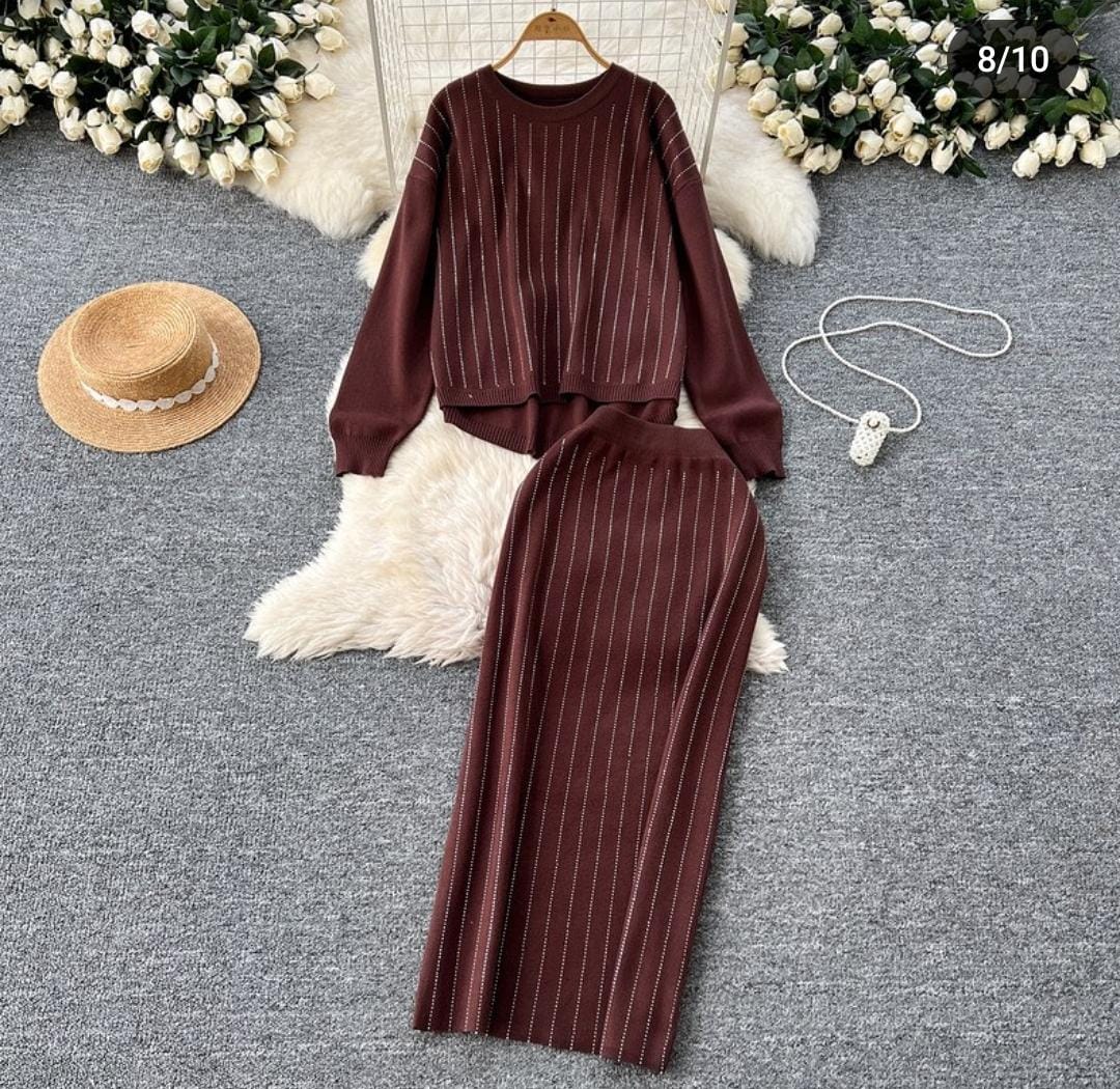 Sequence Detailed Knitted Skirt Set FT231