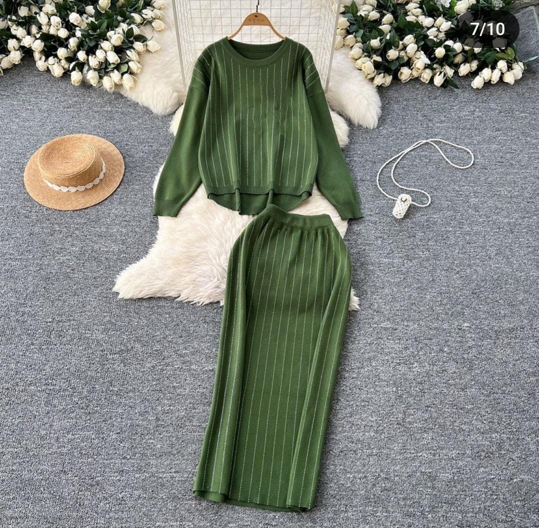 Sequence Detailed Knitted Skirt Set FT231