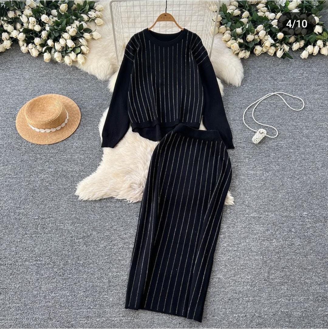 Sequence Detailed Knitted Skirt Set FT231