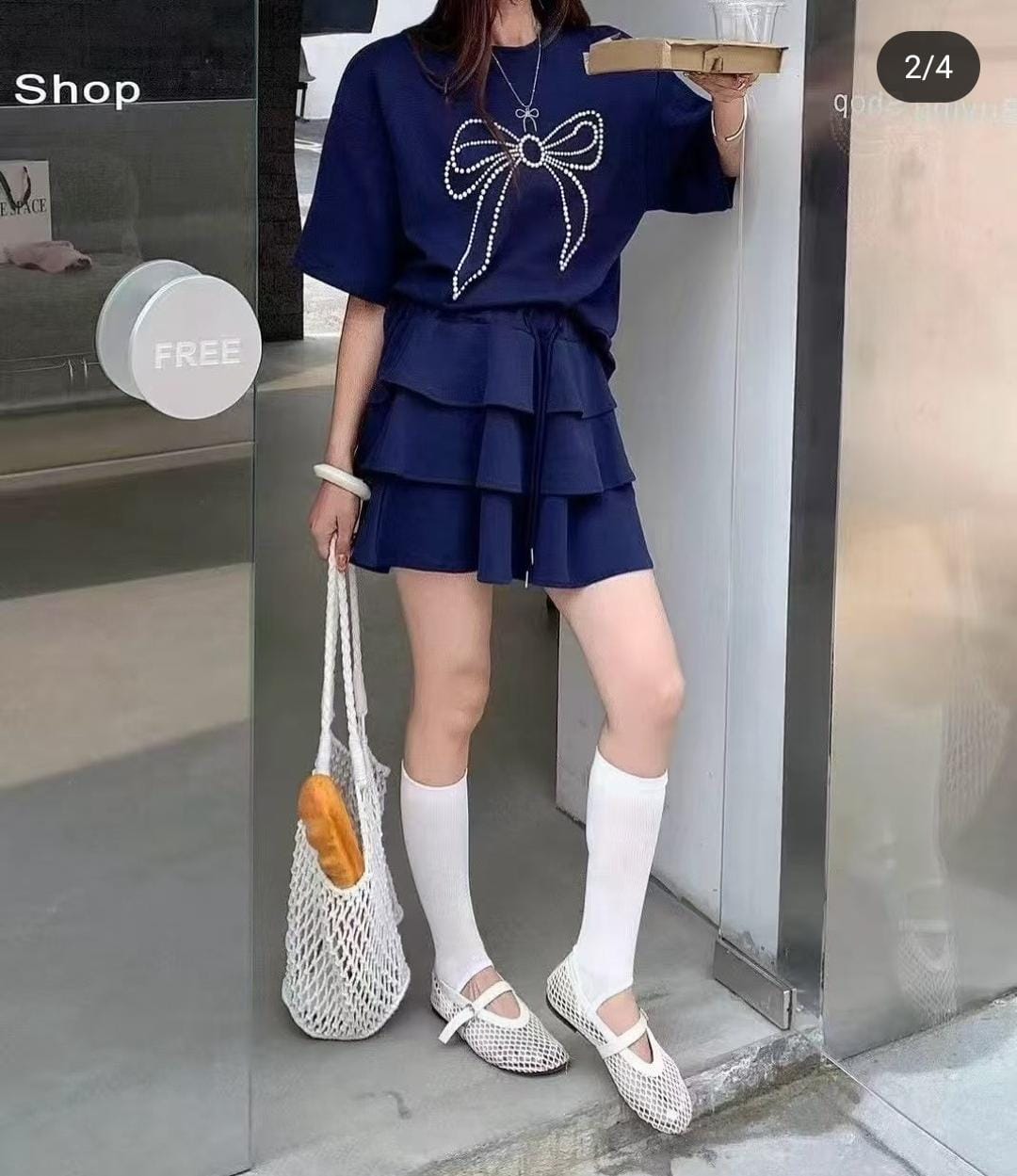 Pearl Bow Skirt Set FT244