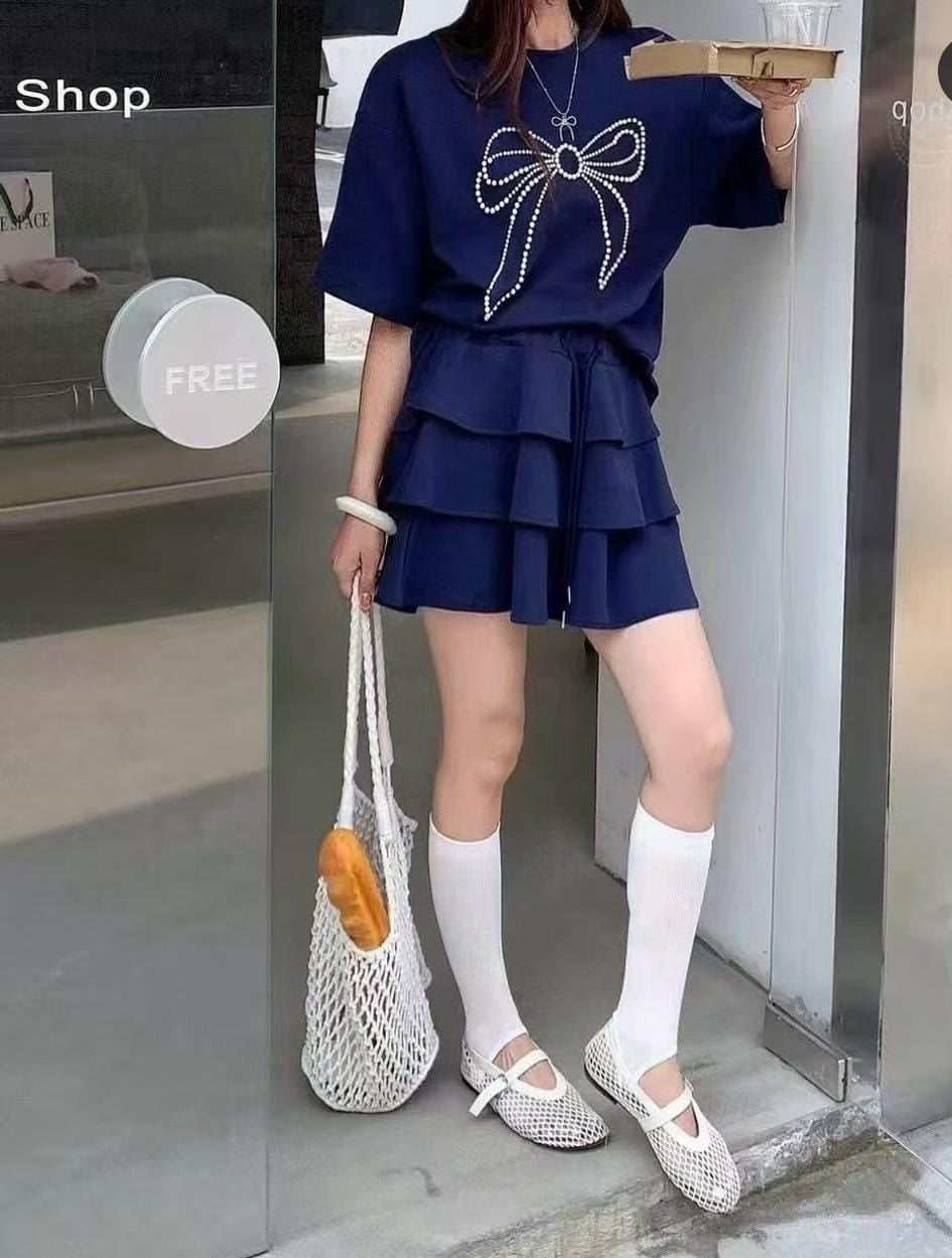 Pearl Bow Skirt Set FT244
