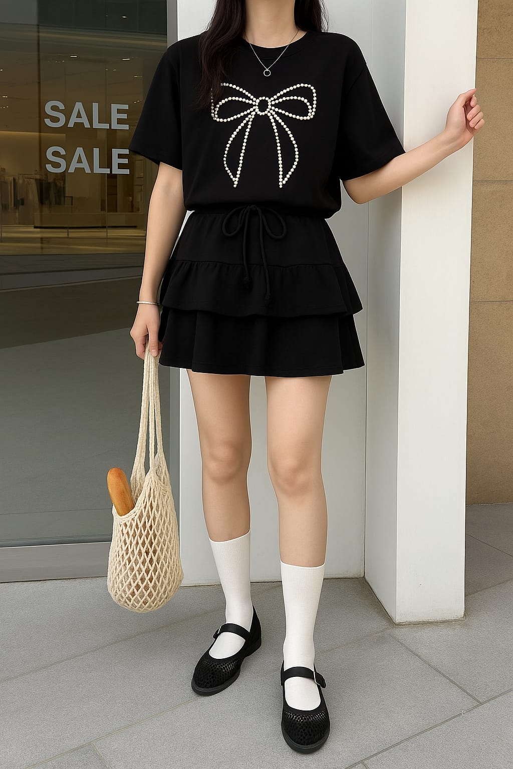 Pearl Bow Skirt Set FT244