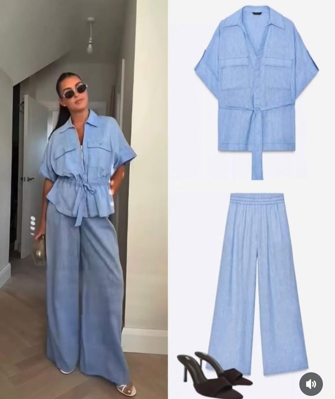 Beautiful Linen Co-Ord Set With Belt FT258