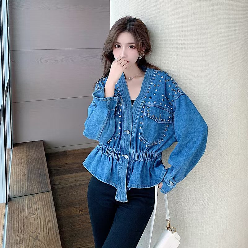 Denim Studded Jacket Full Sleeves FT260