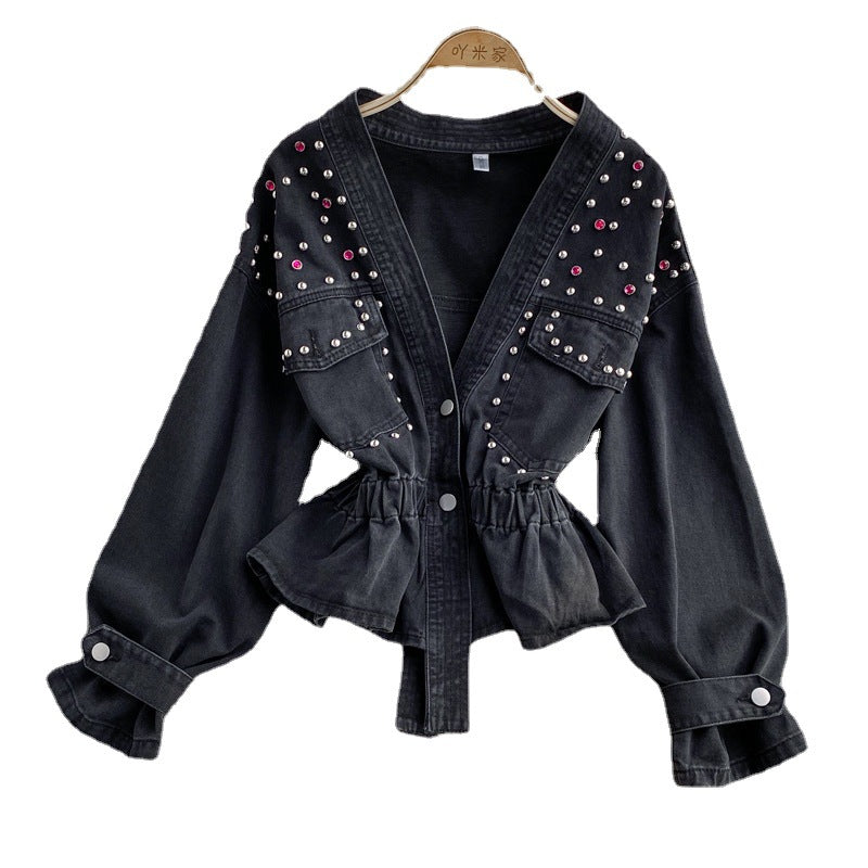 Denim Studded Jacket Full Sleeves FT260