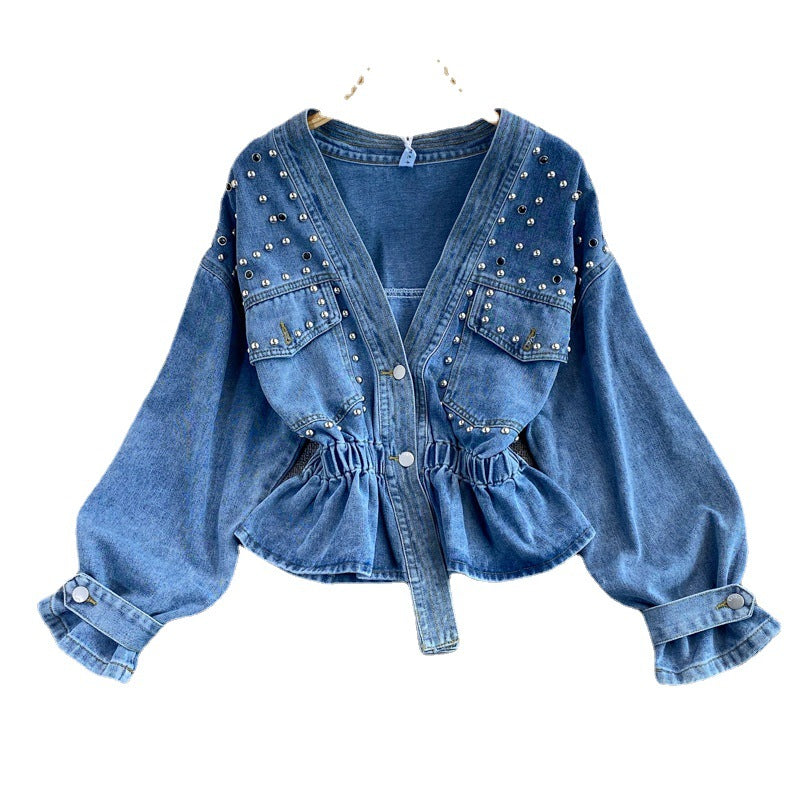 Denim Studded Jacket Full Sleeves FT260
