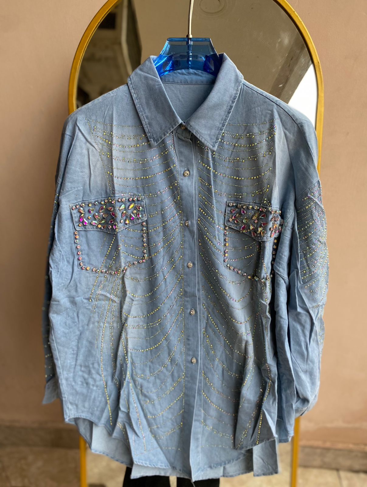 Denim Embellished Shirt FT266