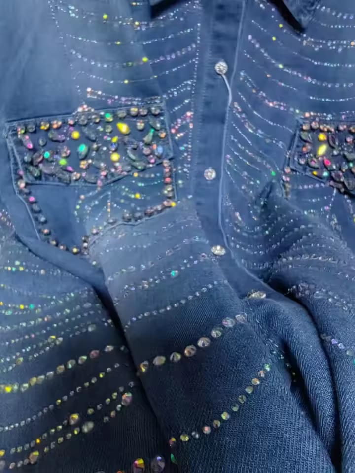 Denim Embellished Shirt FT266