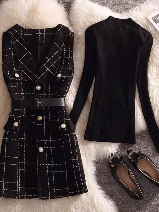 Woolen Inner With Textured Tweed Dress FT280