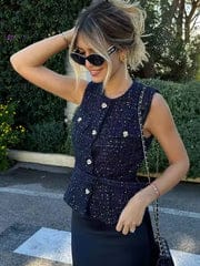Luxe Tweed Jacket With Belt FT284