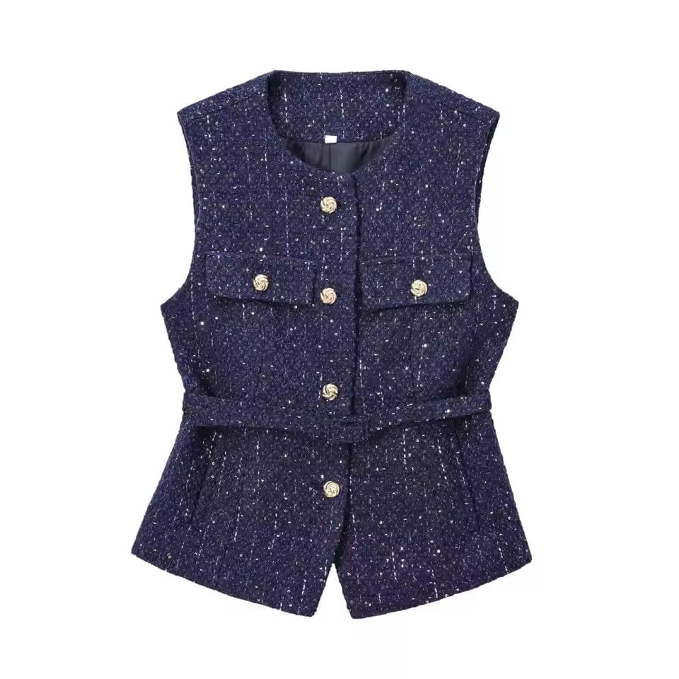 Luxe Tweed Jacket With Belt FT284