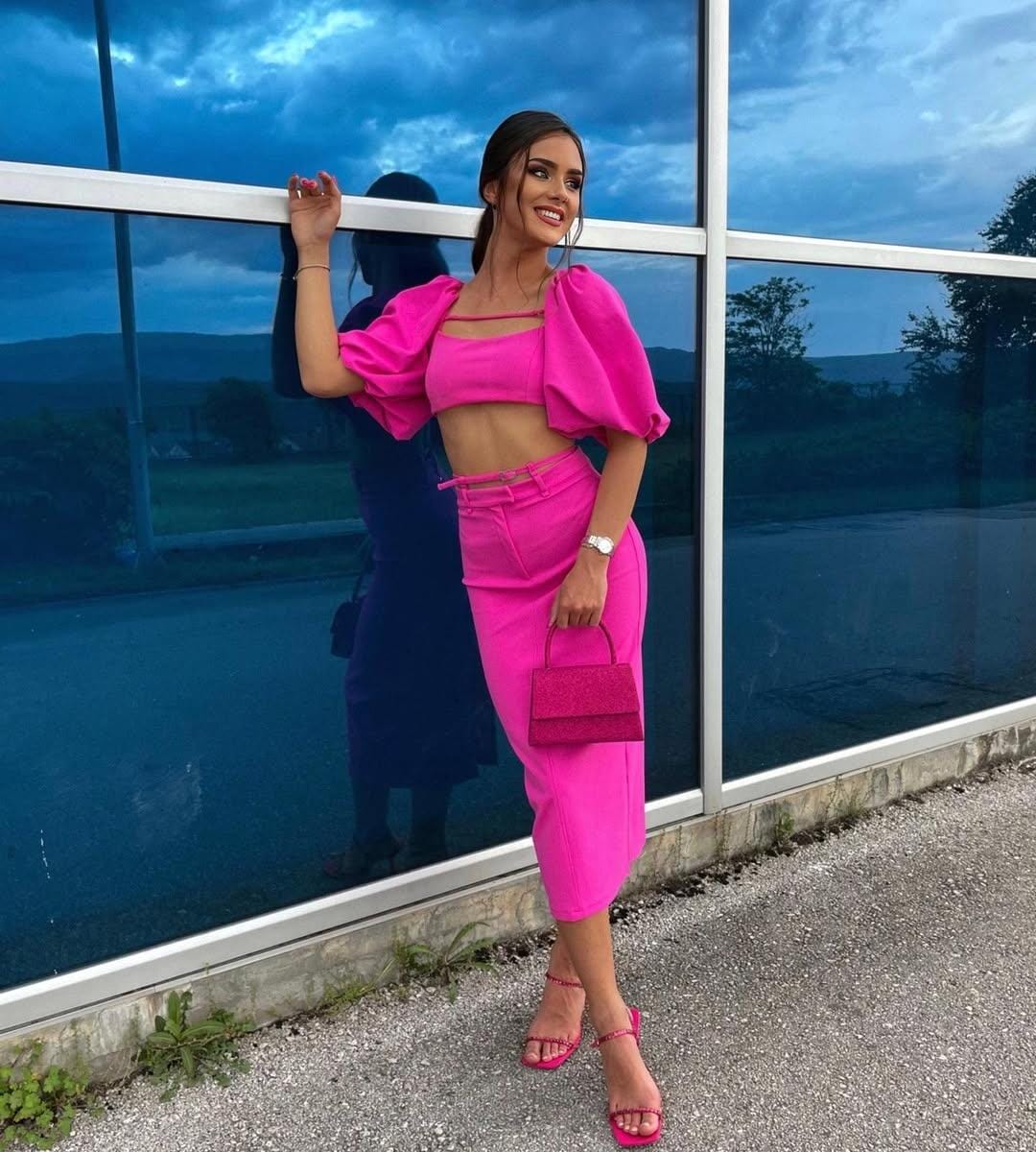 Beautiful Pink Skirt Co-Ord set FT285