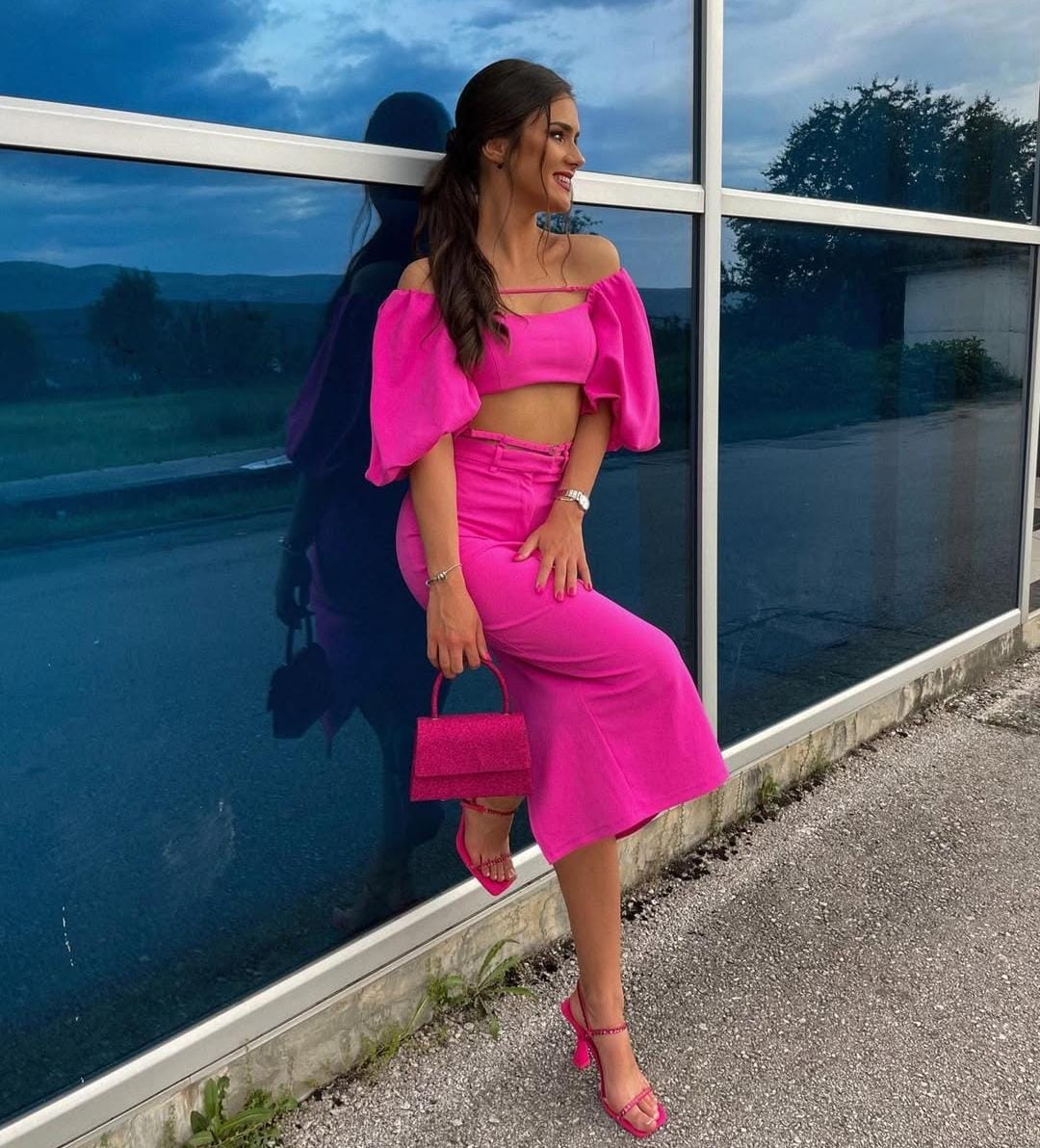 Beautiful Pink Skirt Co-Ord set FT285