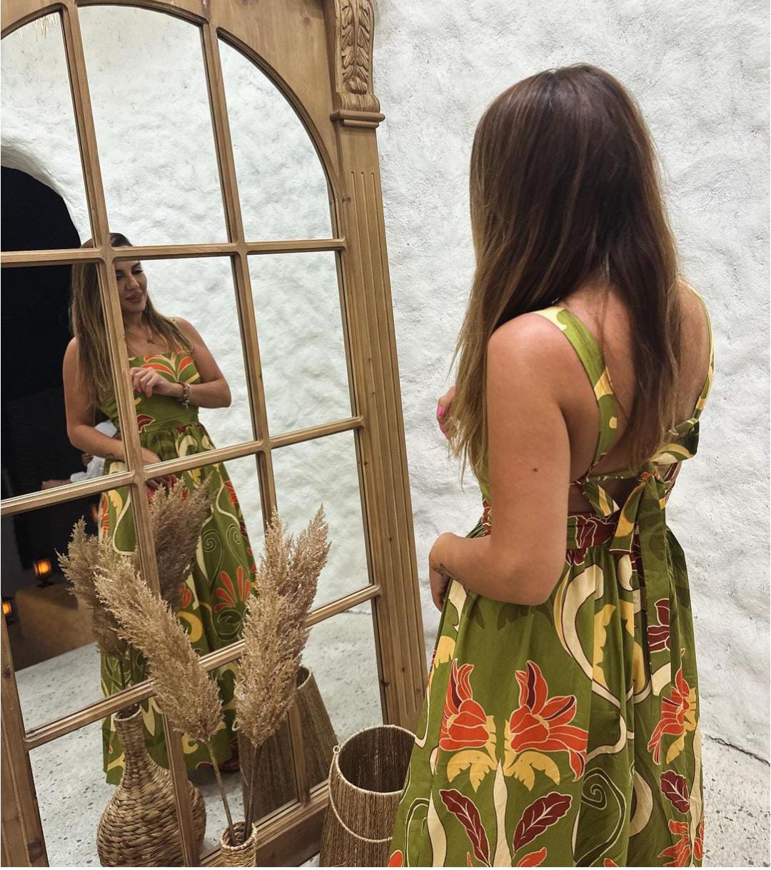 Beautiful Printed Dress With Back Bow FT298
