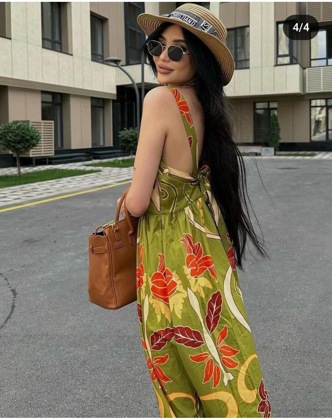 Beautiful Printed Dress With Back Bow FT298
