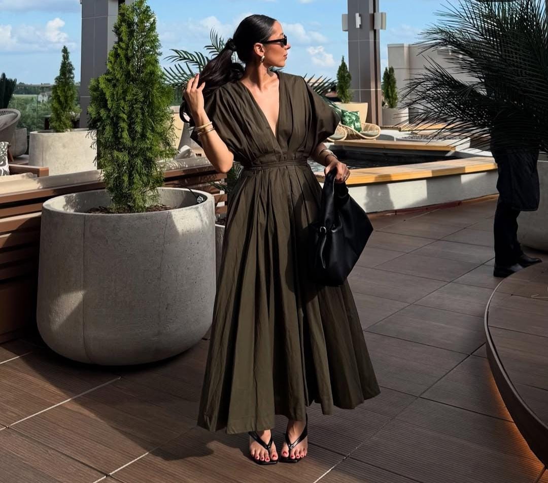 Beautiful V-Neck Long Dress FT293