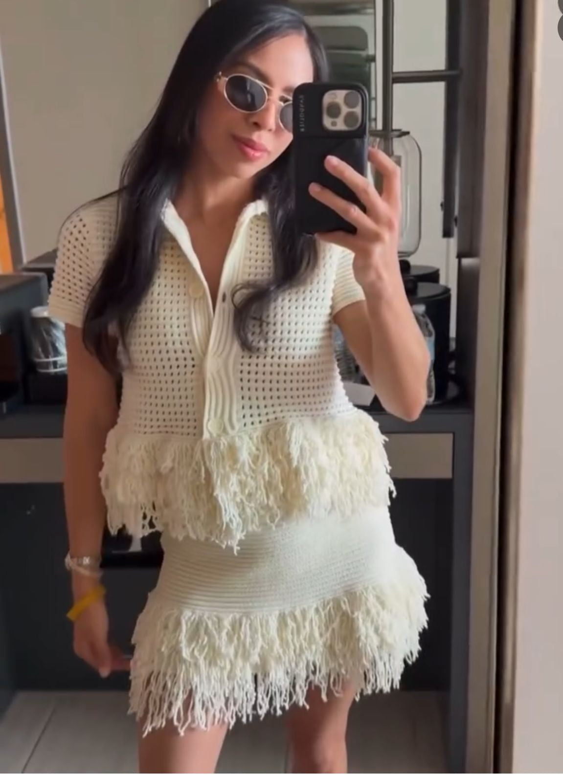 Luxe Fringes Skirt And Shirt Set FT306