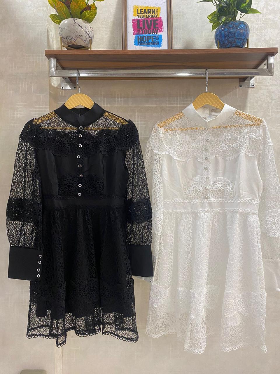 Lace cutwork dress FT312