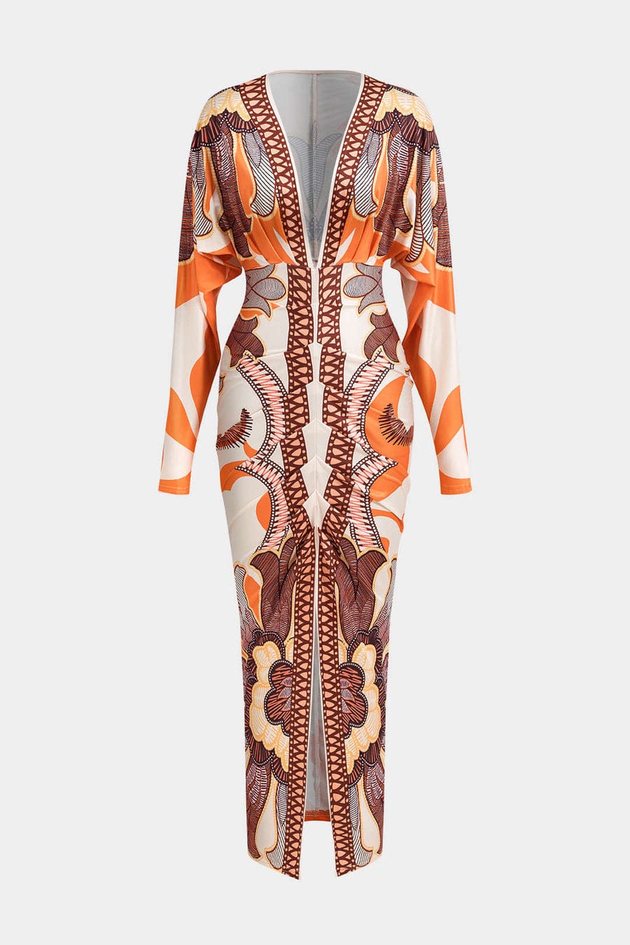 Printed v neck bodycon dress FT313