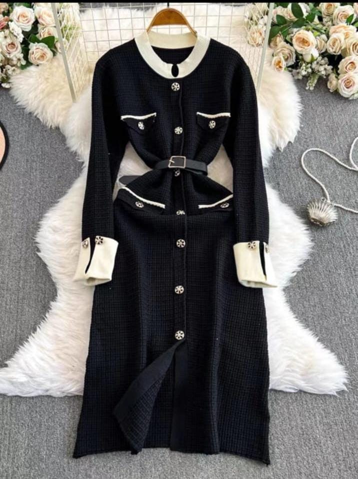 Textured Prewinter Long Dress FT321