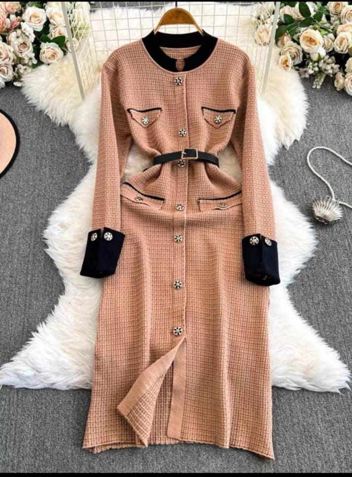 Textured Prewinter Long Dress FT321