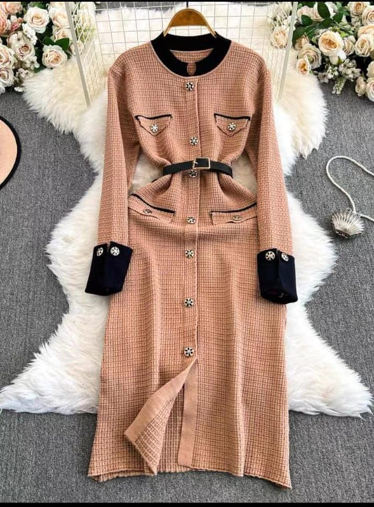 Textured Prewinter Long Dress FT321