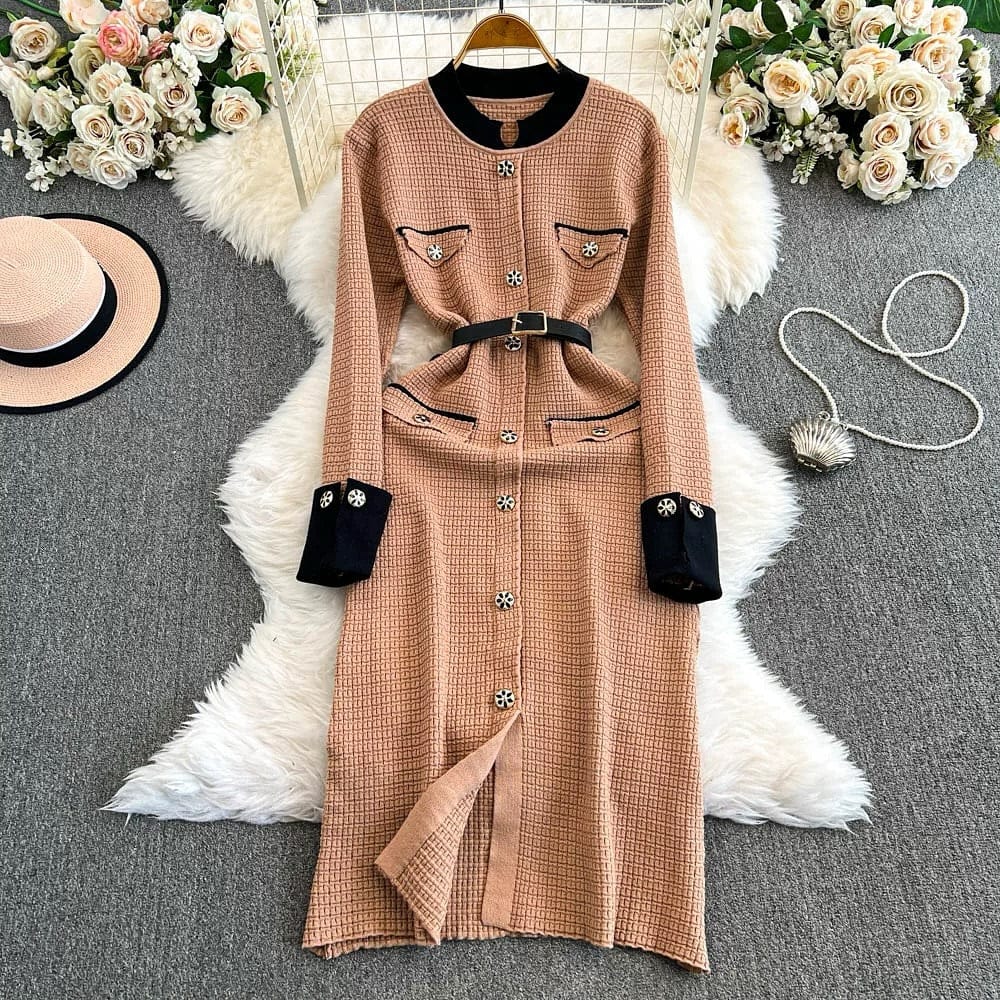 Textured Prewinter Long Dress FT321