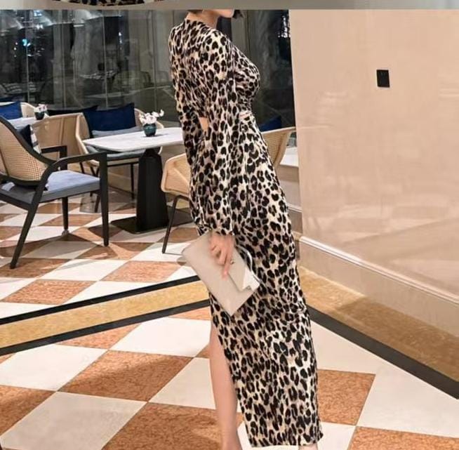 Beautiful Cheeta Print Cut out Dress FT324