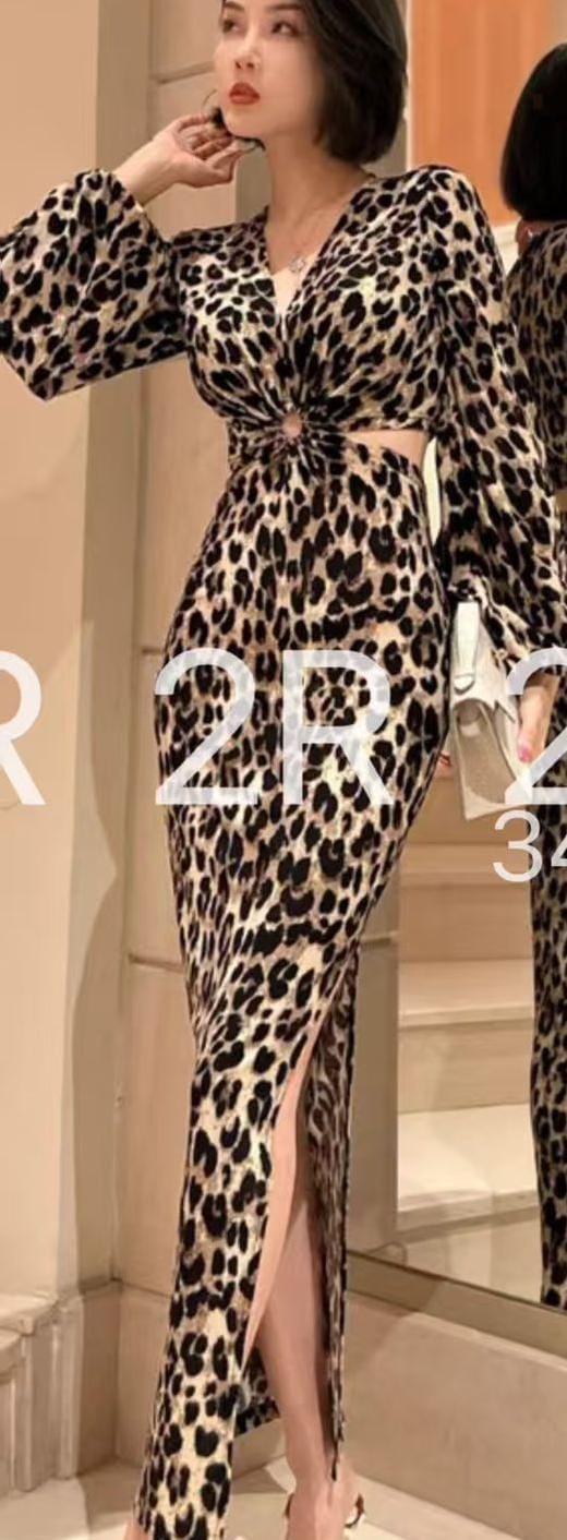 Beautiful Cheeta Print Cut out Dress FT324