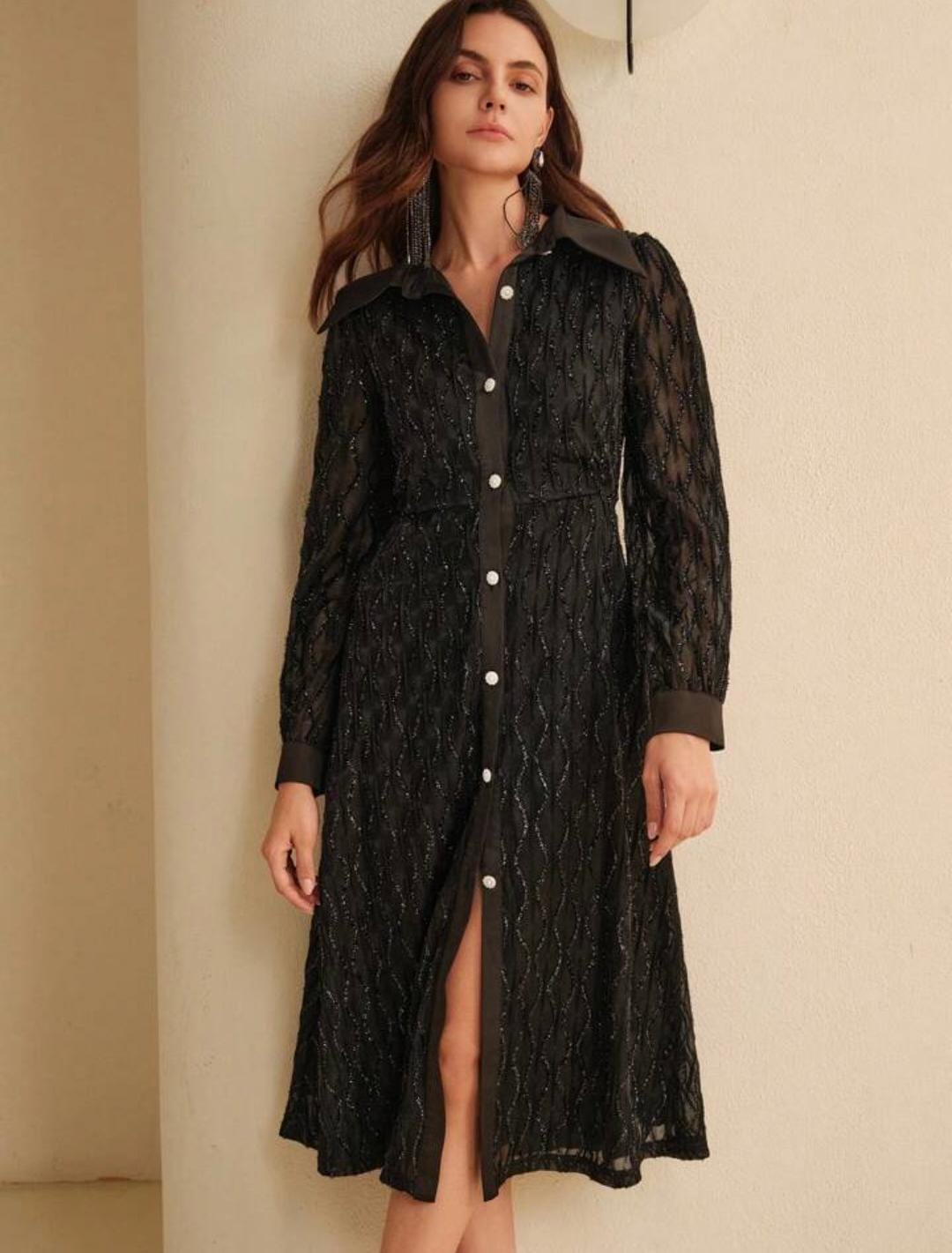 Buttoned embellished dress FT326