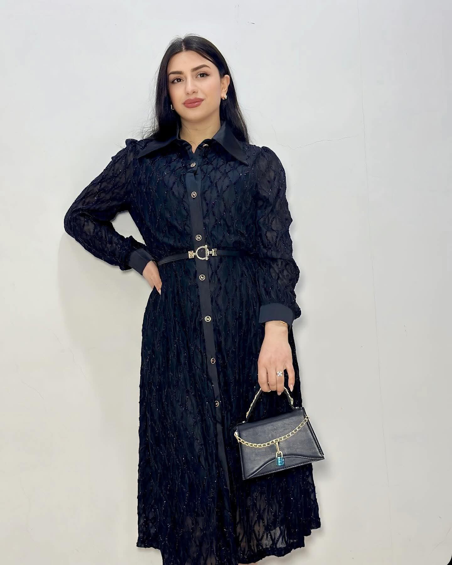 Buttoned embellished dress FT326