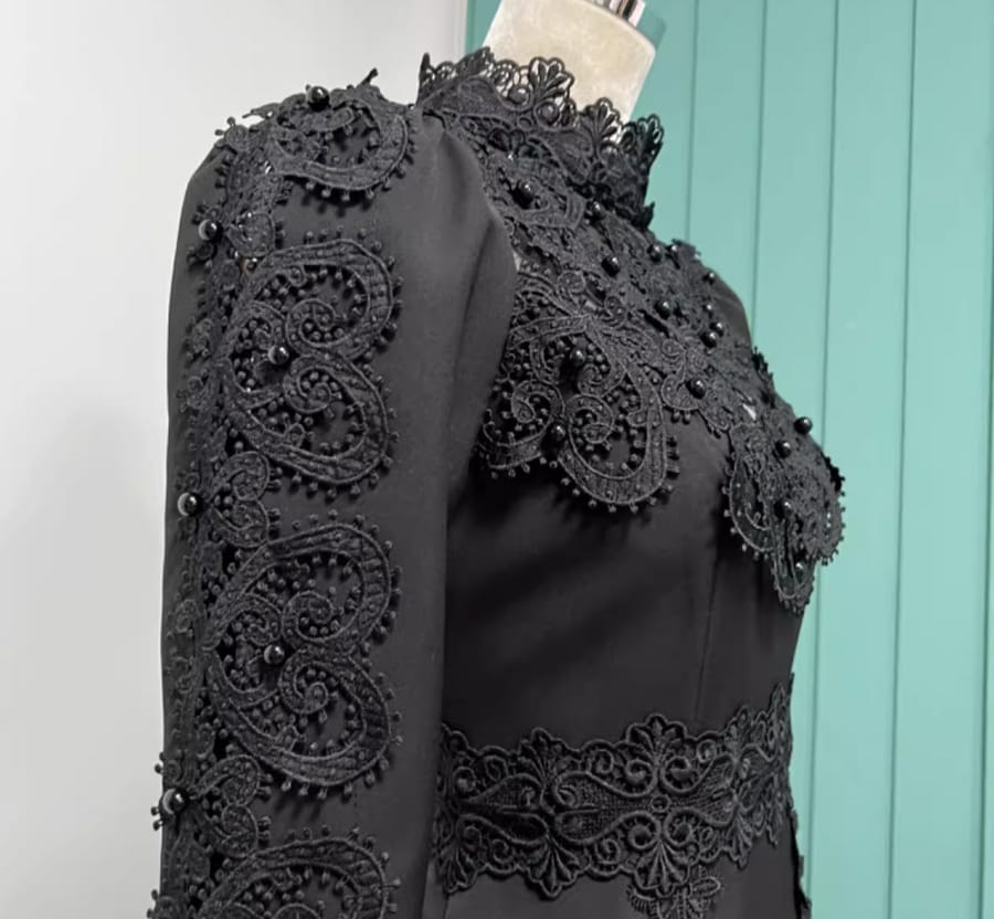 Embellished lace dress FT328