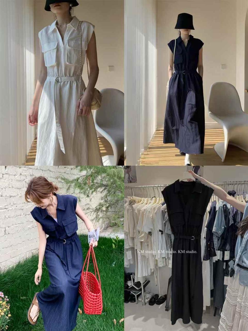 Beautiful Long Cotton Dress With Belt FT336