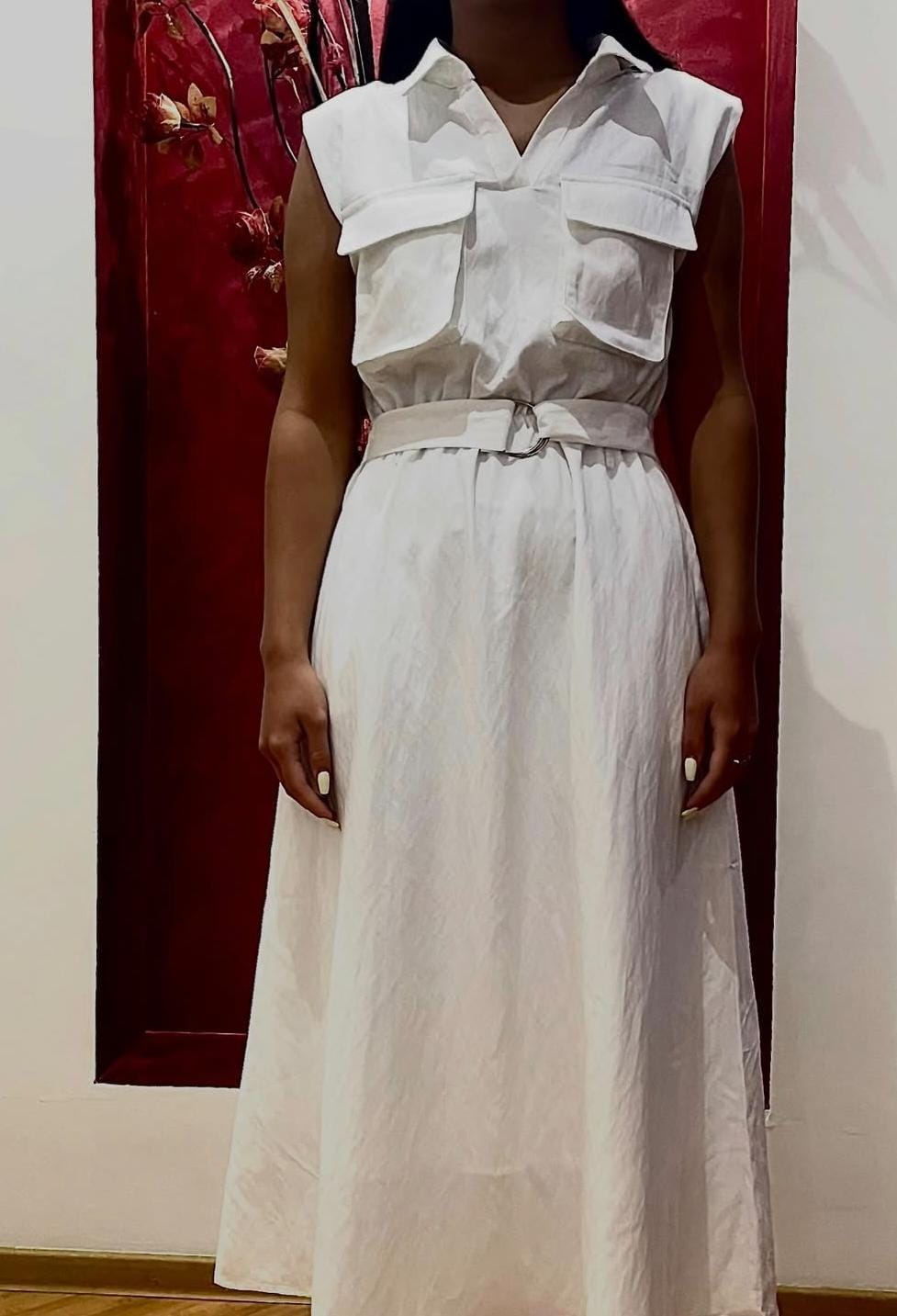 Beautiful Long Cotton Dress With Belt FT336